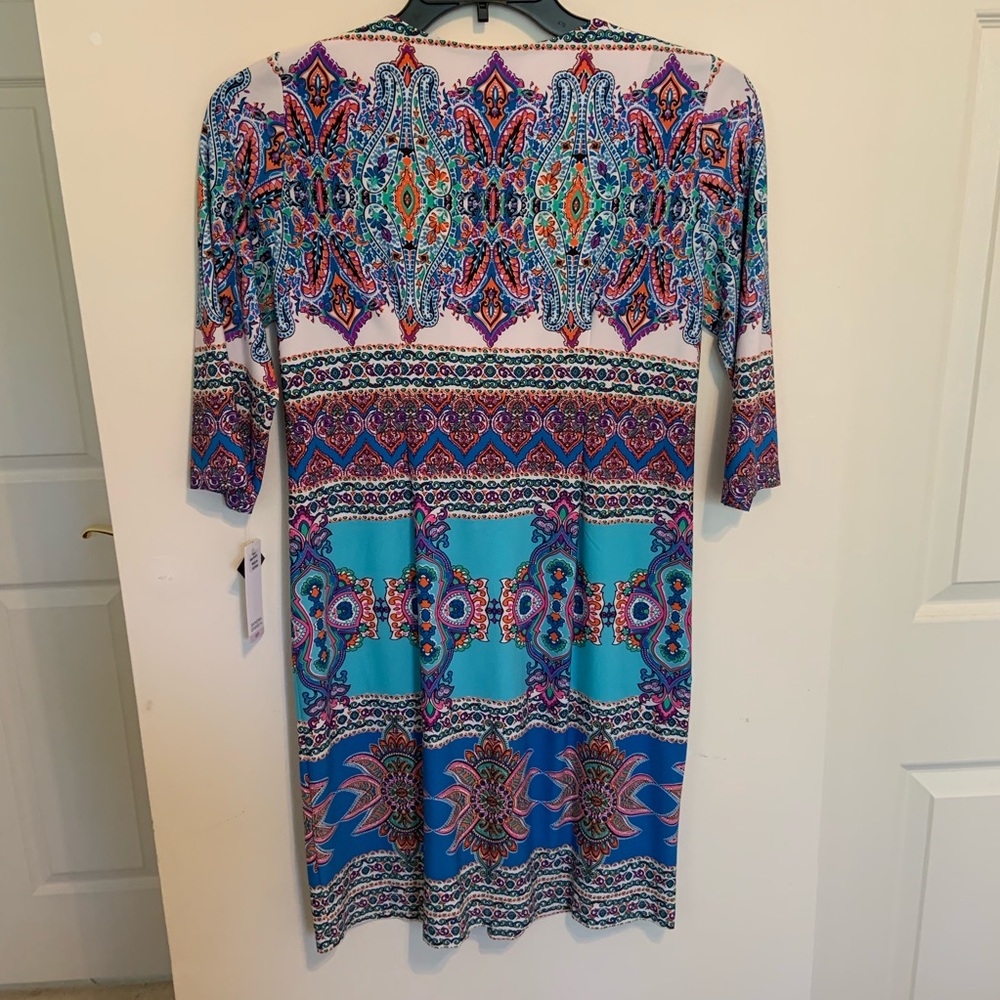Sandra Darren long sleeve boho groovy shift dress - Picture 2 of 8